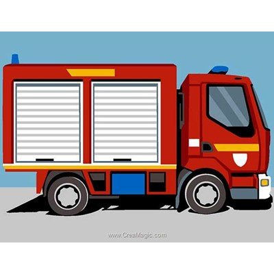 Kit canevas a broder pour enfants Margot camion des pompiers