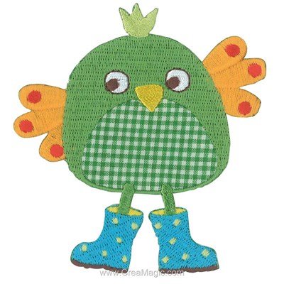 Ecusson motif thermocollant oiseaux patch vert de MLWD