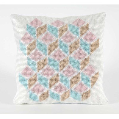 Coussin DMC au demi point vintage - op art