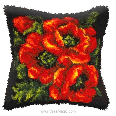 Coussin point noue trio de pavots d'Orchidea