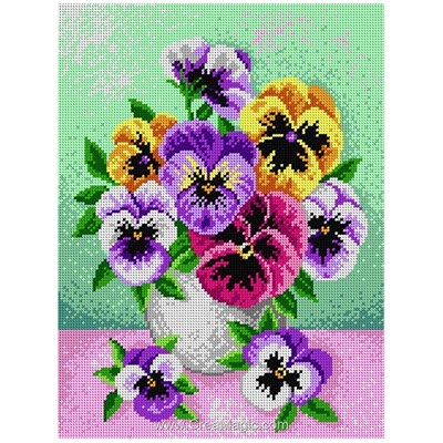 Canevas Fleurs et plantes - Canevas vase de pensées - Orchidea