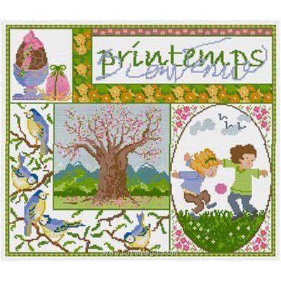 Bienvenue printemps modèle broderie au point de croix - Anagram