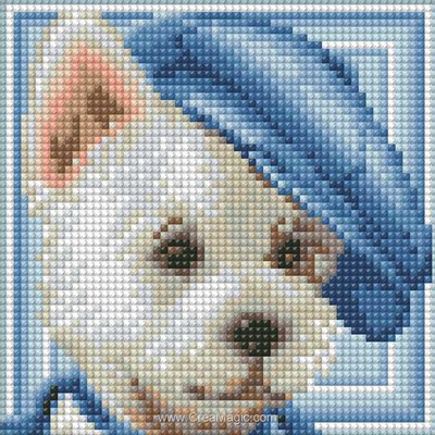 Kit broderie diamant dog with hat - Diamond Painting