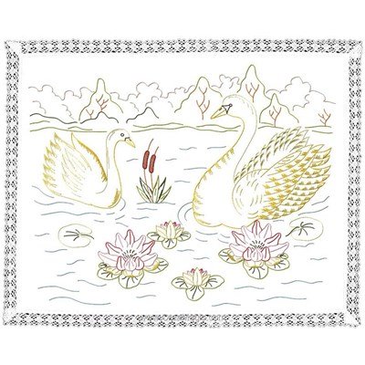 Kit napperon les cygnes en broderie traditionnelle de Luc Création DK6005