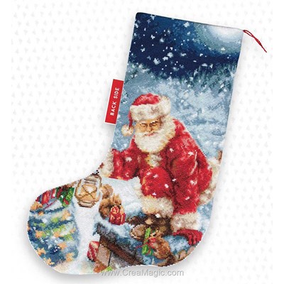 Chaussette de noël - les cadeaux du père noël broderie de Luca-S au point de croix