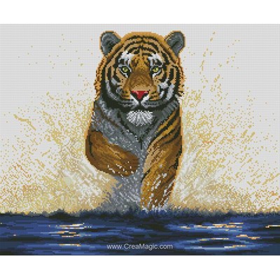 Kit broderie diamant Diamond Painting la course du tigre