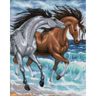 Broderie diamant Diamond Painting horses at the sea