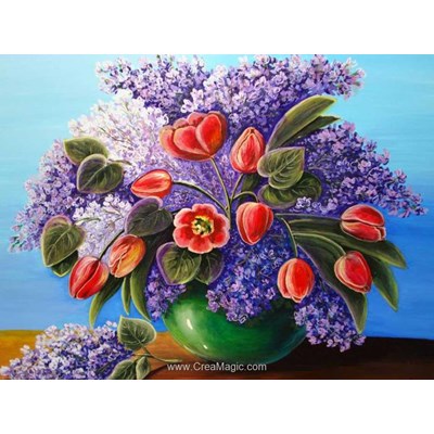 Kit broderie diamant Diamond Painting lilac bouquet