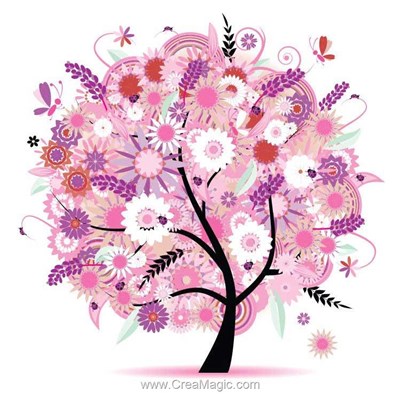 Kit broderie diamant l'arbre en rose de Diamond Painting