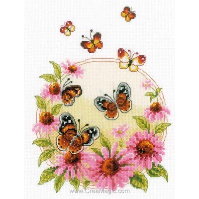 Broderie Vervaco echinacée avec des papillons