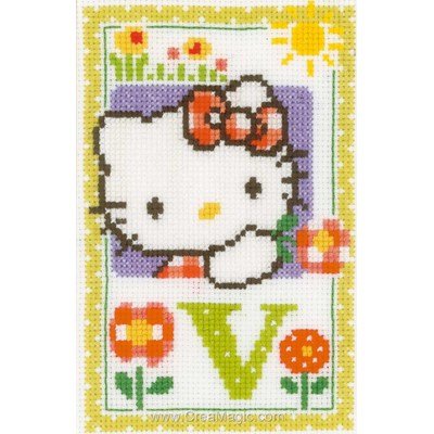 Point de croix hello kitty lettre v - Vervaco