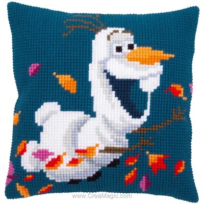 Kit coussin olaf en vol - frozen ii au point de croix Vervaco