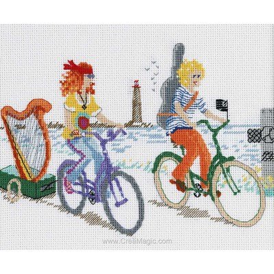 Broderie de Royal Paris au point de croix betagne à vélo