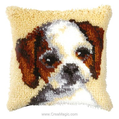 Kit coussin point noué petit chiot - Orchidea