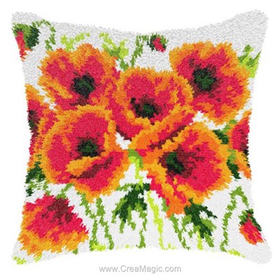 Kit coussin point noue Orchidea coquelicots enlacés