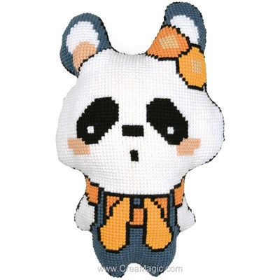 Coussin panda - eva m de Vervaco au point de croix