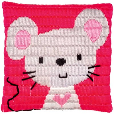 Kit coussin un amour de petite souris de Vervaco au point lancé