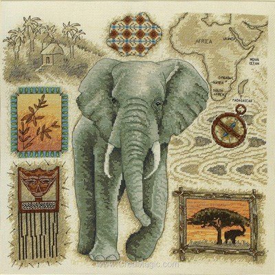 Eléphant d'afrique kit à broder point de croix - Anchor