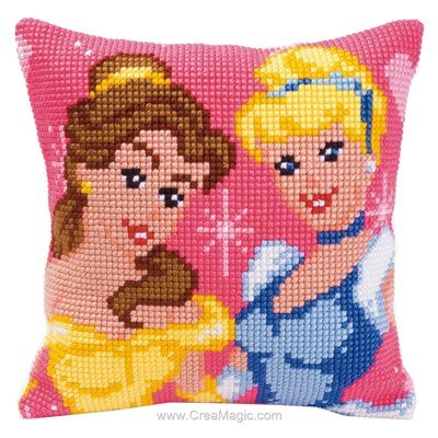 Kit coussin Vervaco au point de croix belle et cendrillon de disney