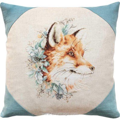 Kit coussin le renard dans les fleur à broder au point de croix compté - Luca-S