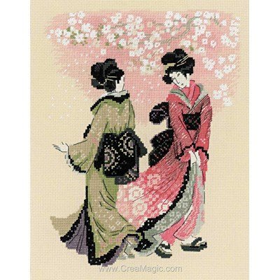 Duo de geishas broderie au point de croix - RIOLIS