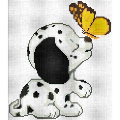 Broderie diamant dalmatien et papillon - Diamond Painting