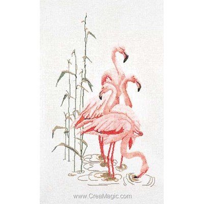 Flamingo sur lin kit tableau Thea Gouverneur point de croix