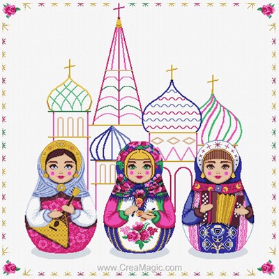 Broderie Pays étrangers - Trio de Matriochkas - Marie Coeur