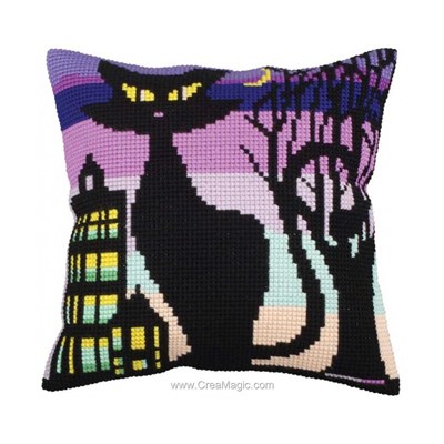 Kit coussin Collection d'art silhouette de chat 2 au point de croix