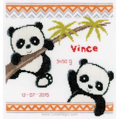 Broderie bébé Vervaco les pandas au bambou