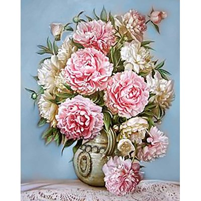 Broderie diamant puff peonies - Wizardi