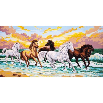 Canevas horde de chevaux sauvages au bord de mer - Collection d'art