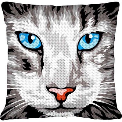 Kit coussin regard de chat gris de SEG au demi point