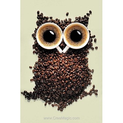 Broderie diamant coffee owl - Wizardi