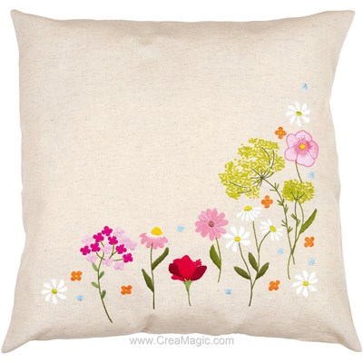 Coussin broderie Traditionnelle Fleurs sauvages - Vervaco