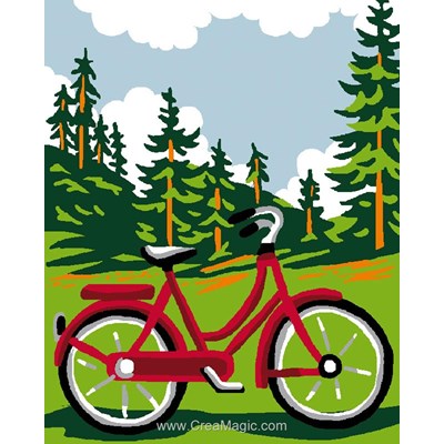 Kit canevas Luc Création pour débutant bicyclette sur le versan