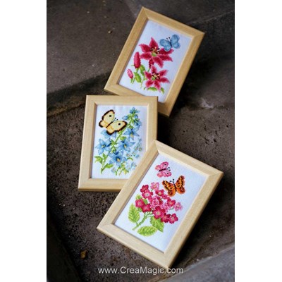 Mini broderie fleurs et papillons lot de 3 de Vervaco