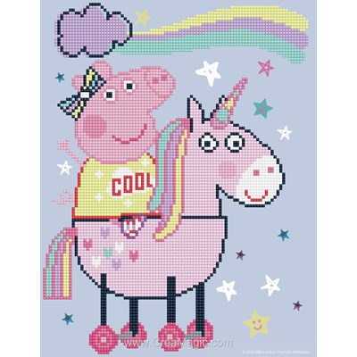 Broderie diamant - Peppa pig a cheval - Diamond Dotz