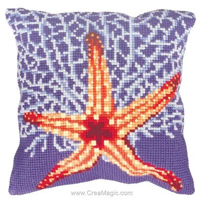 Kit coussin Collection d'art etoile et corail blanc au point de croix