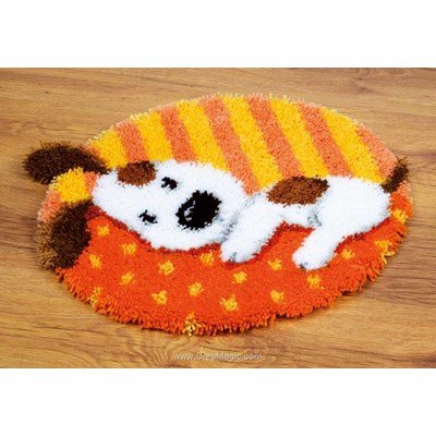 Tapis point noue chien doudou blanc - Vervaco