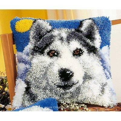 Kit coussin point noué Vervaco husky à la pleine lune