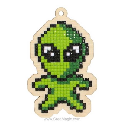 Kit broderie diamant green alien de Wizardi