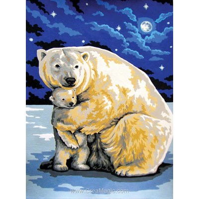 Tendresse d'une ourse polaire canevas - Collection d'art