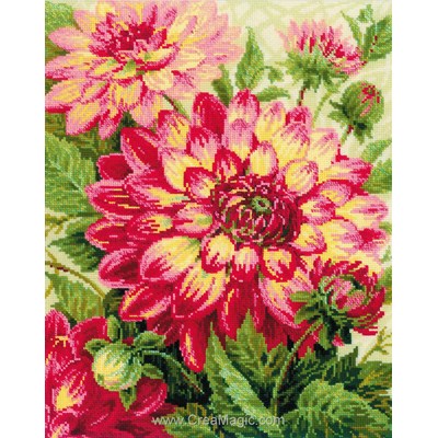 Broderie Fleurs et Plantes - Dahlias - RIOLIS