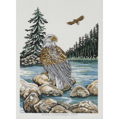 Kit broderie point de croix sea eagle sur toile lin - Permin