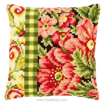 Coussin fleurs des indes 3 de Vervaco au point de croix