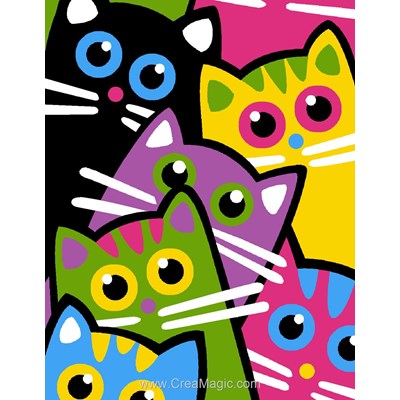 Kit canevas Margot pour enfants chats colorés