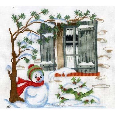 Kit Point De Croix Permin 'Fenêtre D'hiver' - Taille 24x24cm Sur Aida 14ct - Modèle 92-9178 - Neuf