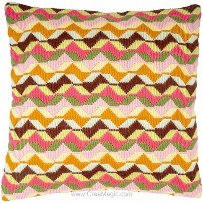Kit coussin Vervaco géométrique rétro au point lancé