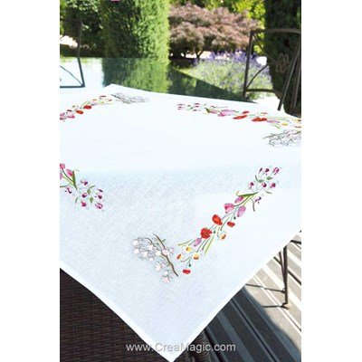 Nappe imprimée en broderie traditionnelle fraïcheur d'été de Brodélia